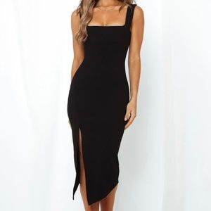 Hello Molly Black Leave the Light On Midi Dress, Size Large